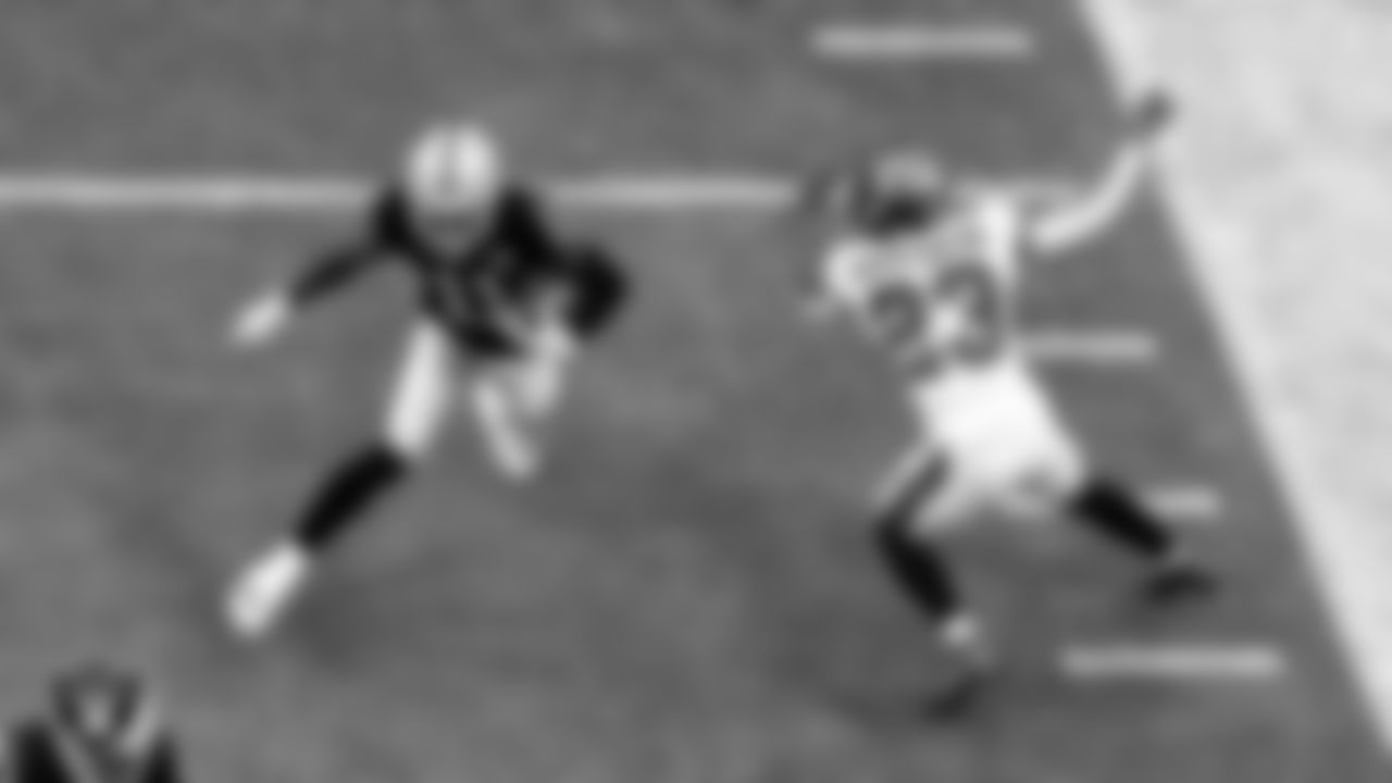 Las Vegas Raiders wide receiver Henry Ruggs III (11) runs after making a catch during the regular season home game against the Tampa Bay Buccaneers.