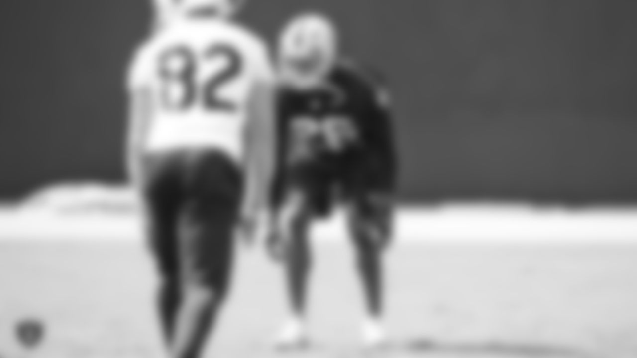 Oakland Raiders defensive back Johnny Holton (26) on the field for practice at the Oakland Raiders Practice Facility, Friday, September 14, 2018, in Alameda, California.
