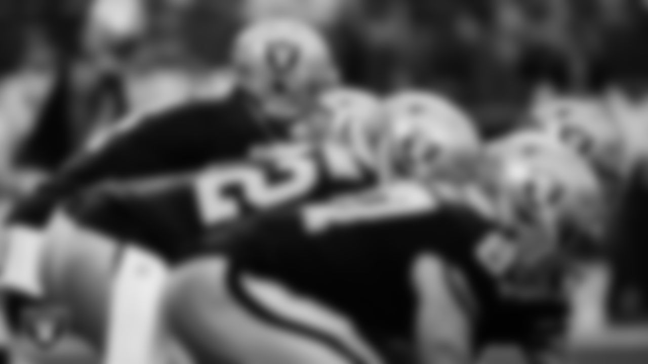 Las Vegas Raiders quarterback Derek Carr (4) lines up before the snap during the regular season home game against the Los Angeles Chargers at Allegiant Stadium.
