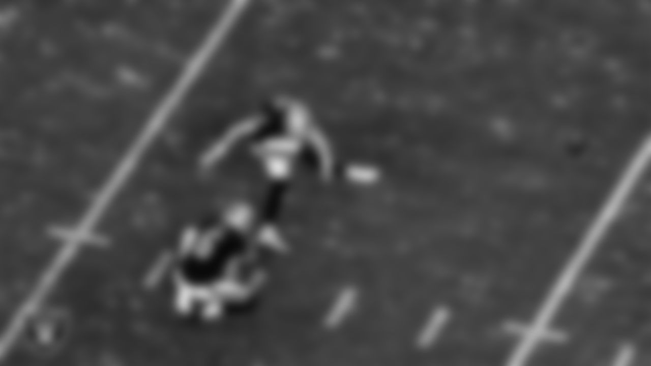 Las Vegas Raiders kicker Daniel Carlson (2) kicks a 23-yard field goal during the regular season home game against the Los Angeles Chargers.