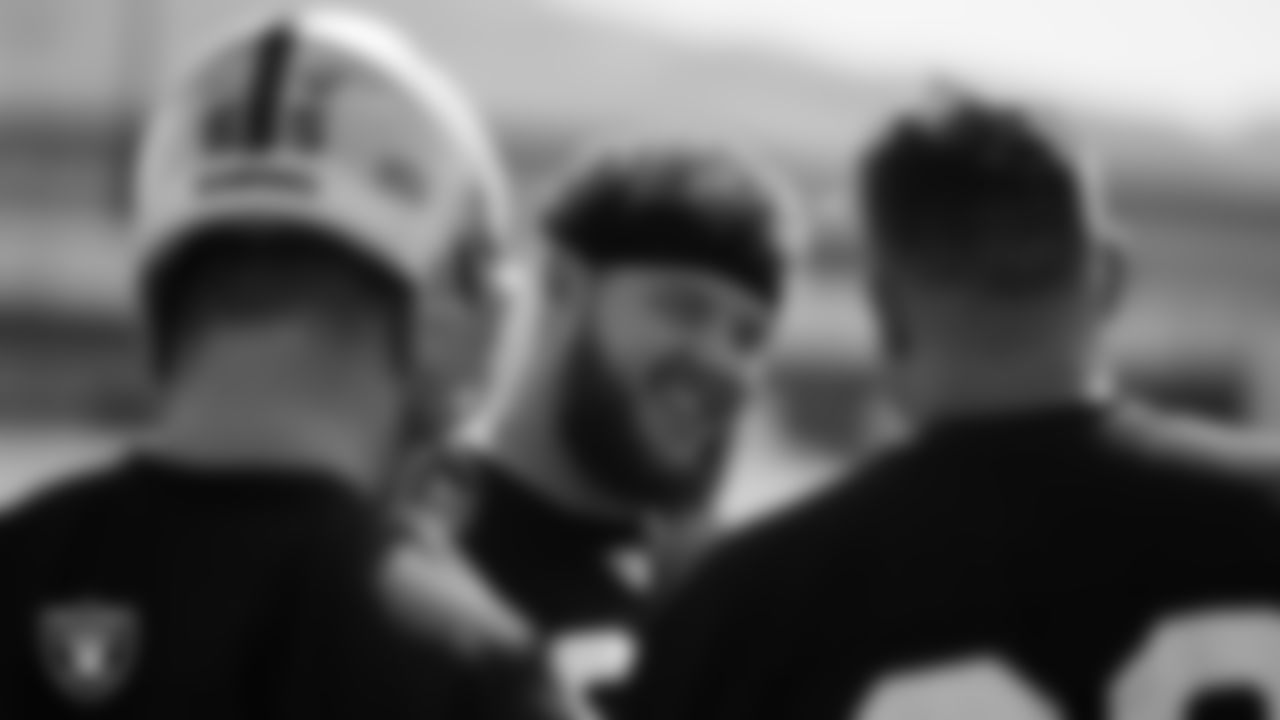 Las Vegas Raiders center Andre James (68) during practice at Intermountain Healthcare Performance Center.