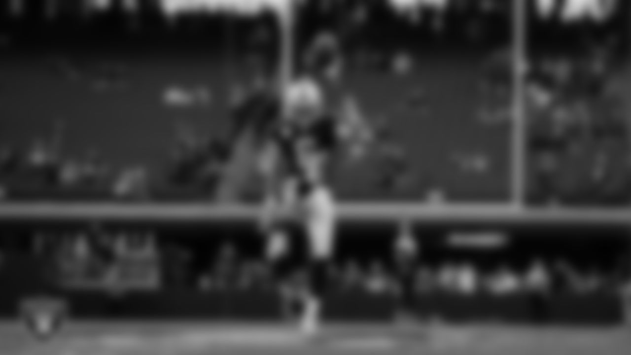 Las Vegas Raiders punter AJ Cole (6) warming up before the regular season home game against the New England Patriots at Allegiant Stadium.