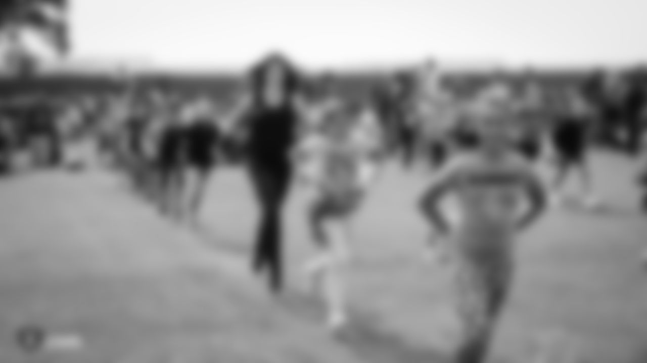The Raiderettes, Junior Raiderettes, and parents on the second day of Junior Raiderettes practice at the Oakland Raiders Practice Facility, Sunday, August 19, 2018, in Alameda, California.