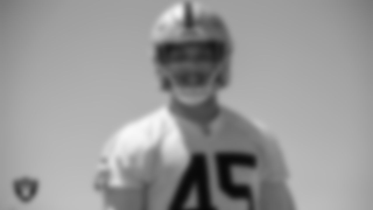 Las Vegas Raiders fullback Alec Ingold (45) at an Organized Team Activity (OTA).