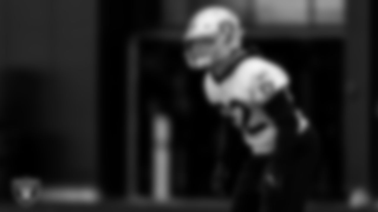 Las Vegas Raiders safety Dallin Leavitt (32) during practice at Intermountain Healthcare Performance Center.