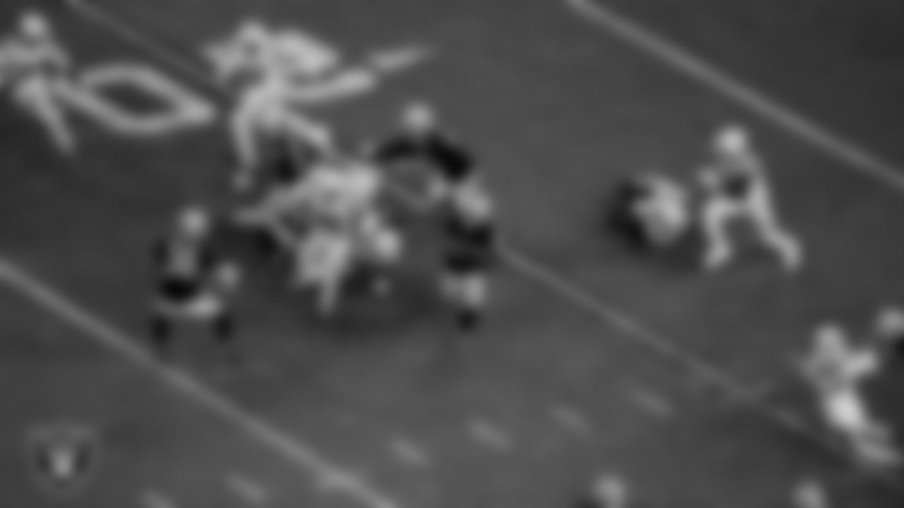 Las Vegas Raiders running back Ameer Abdullah (22) returns a kickoff during the regular season home game against the Indianapolis Colts at Allegiant Stadium.