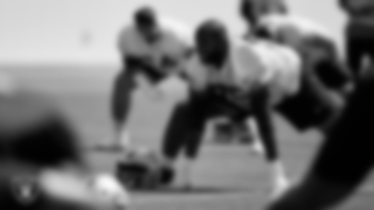 Las Vegas Raiders tackle Brandon Parker (75) during Day One of 2022 Veteran Minicamp.