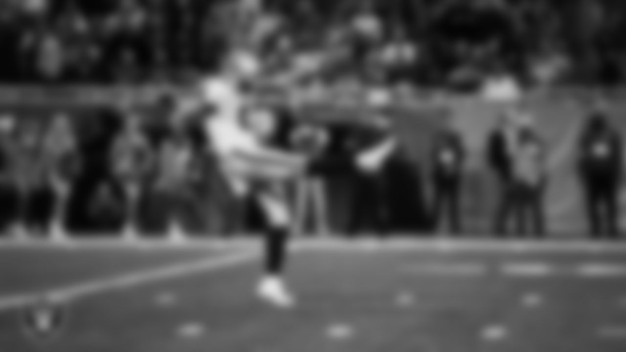 Las Vegas Raiders punter AJ Cole (6) punts during the regular season away game against the Detroit Lions at Ford Field.