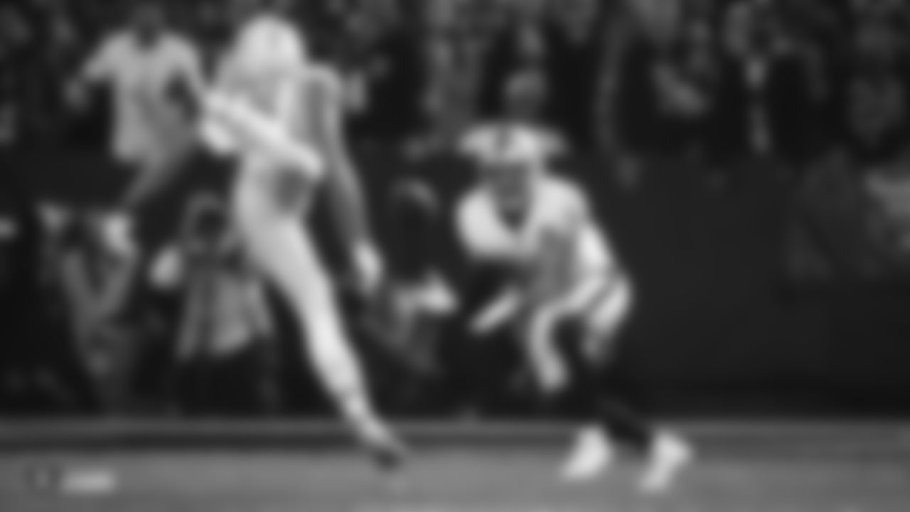 Raiders safety Erik Harris (25) intercepts a pass during the regular season game against the Los Angeles Chargers.