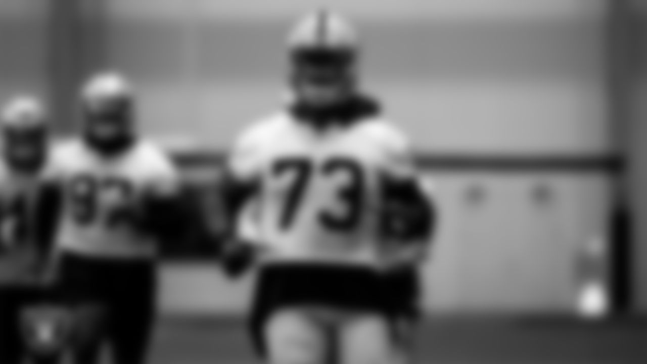 Las Vegas Raiders defensive tackle Maurice Hurst (73) during practice.