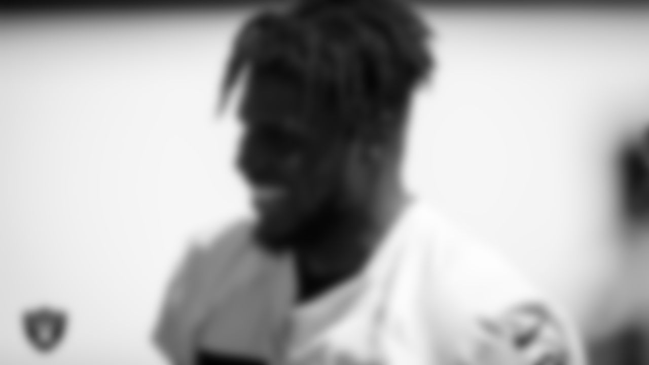 Las Vegas Raiders linebacker Nicholas Morrow (50) during practice.