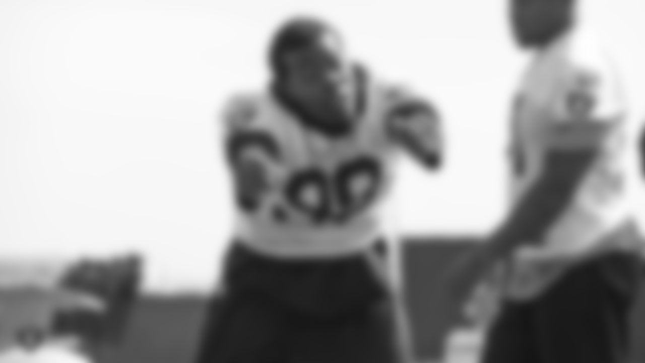 Oakland Raiders defensive end Arden Key (99) on the field for practice at the Oakland Raiders Practice Facility, Monday, October 9, 2018, in Alameda, California.
