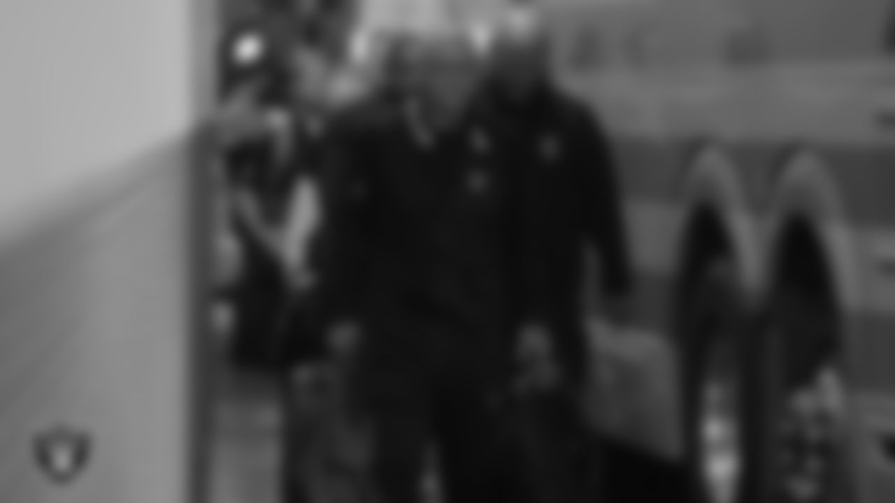 Las Vegas Raiders defensive line coach Rod Marinelli arrives before the preseason game against the Los Angeles Rams at SoFi Stadium.