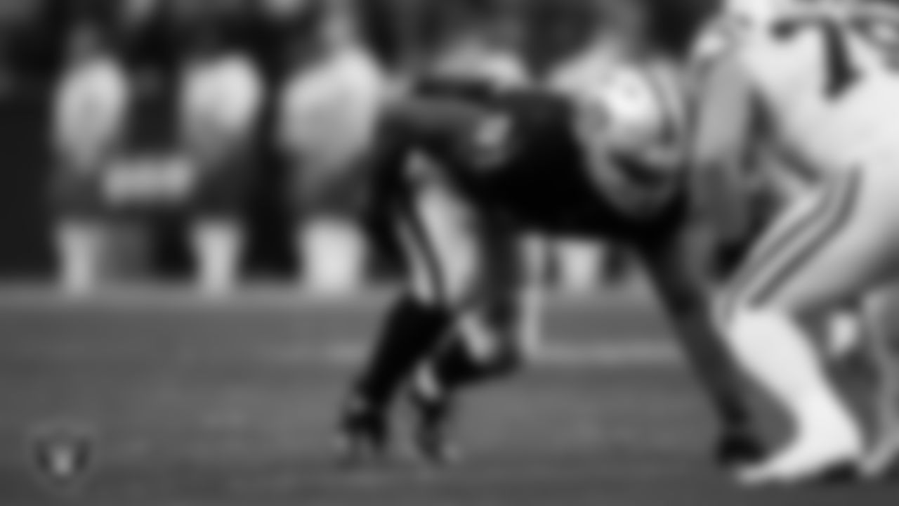 Las Vegas Raiders defensive tackle Bilal Nichols (91) lines up before the snap during the regular season home game against the Indianapolis Colts at Allegiant Stadium.
