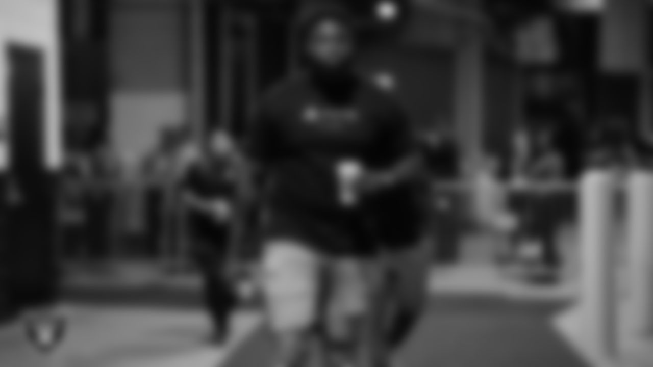Las Vegas Raiders defensive tackle Matthew Butler (94) arrives to the regular season away game against the Jacksonville Jaguars at TIAA Bank Field.