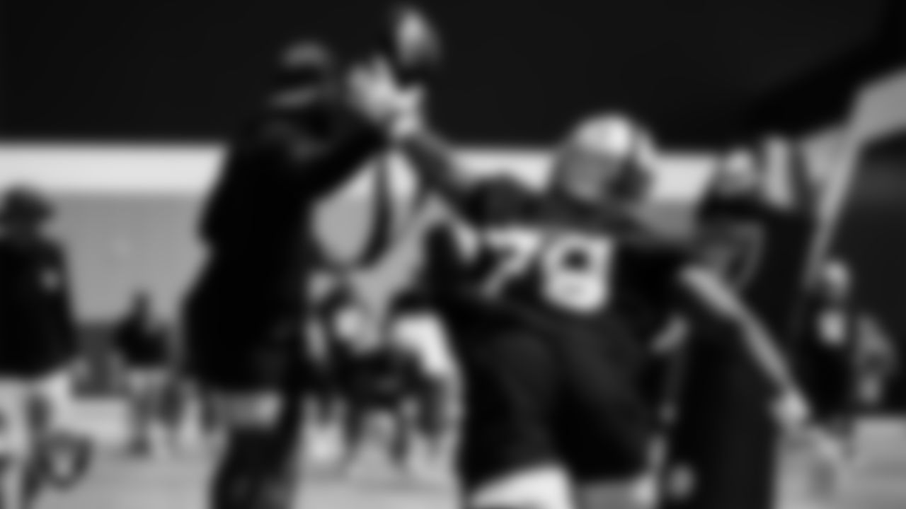 Las Vegas Raiders defensive tackle Darius Stills (79) at an Organized Team Activity (OTA).