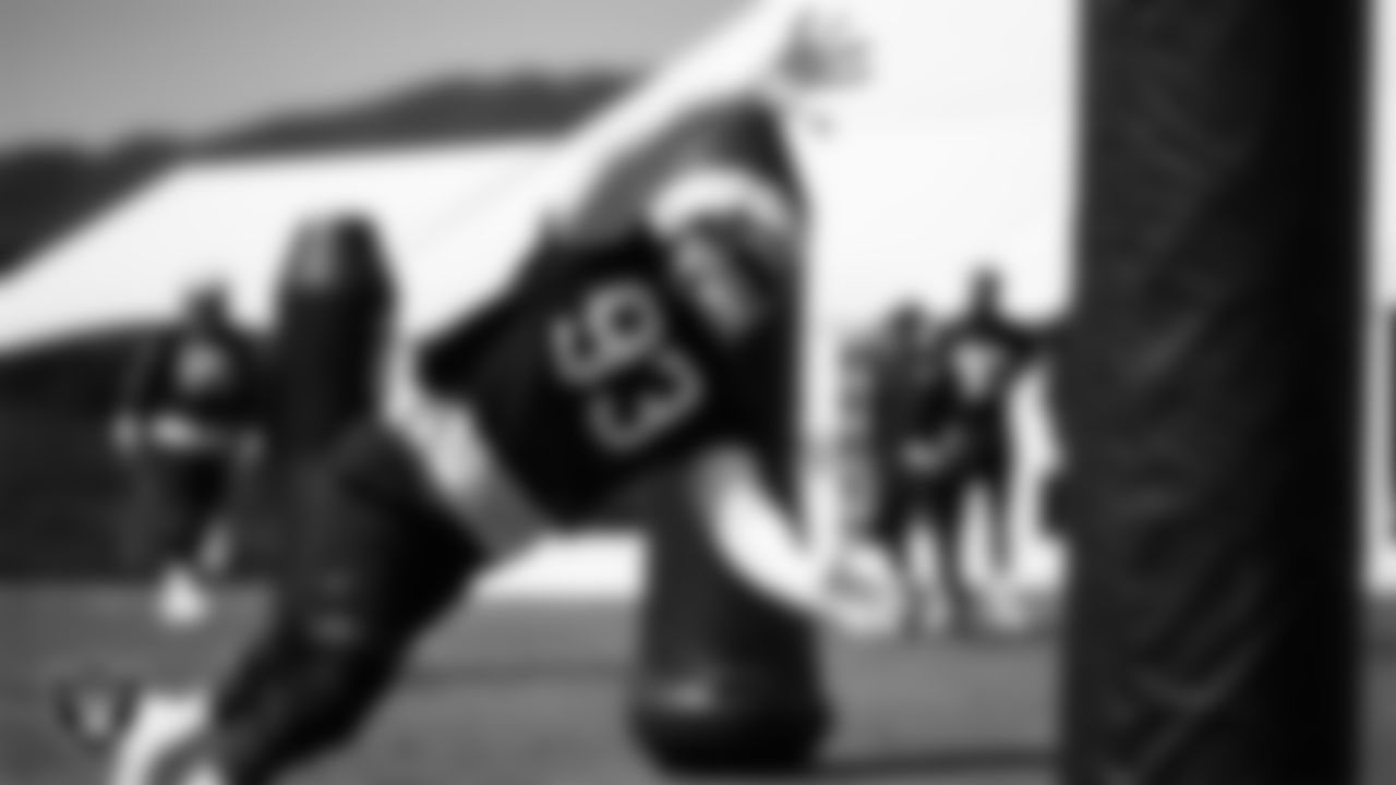 Las Vegas Raiders defensive tackle Byron Young (93) during practice at The Greenbrier Sports Performance Center.