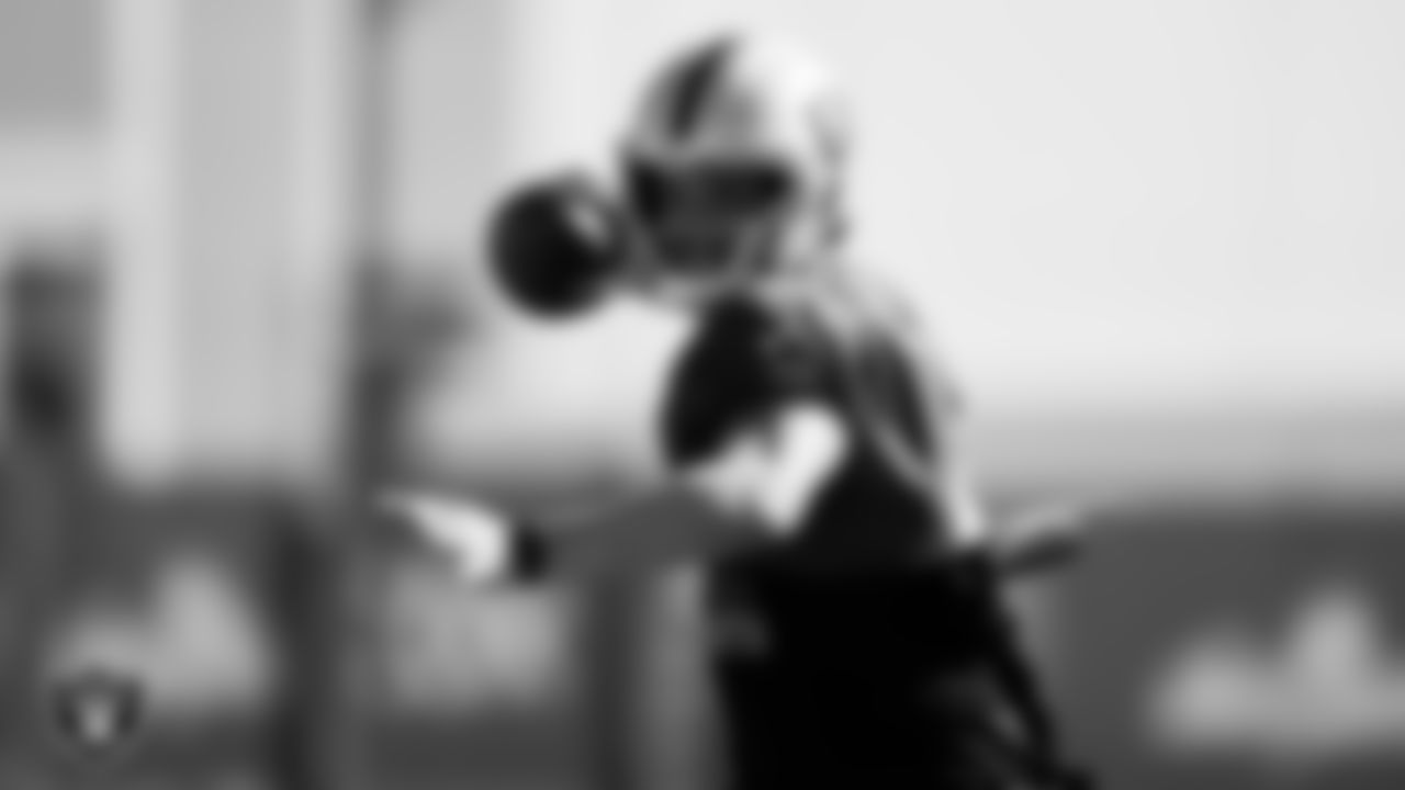 Las Vegas Raiders quarterback Derek Carr (4) during practice at Intermountain Healthcare Performance Center.