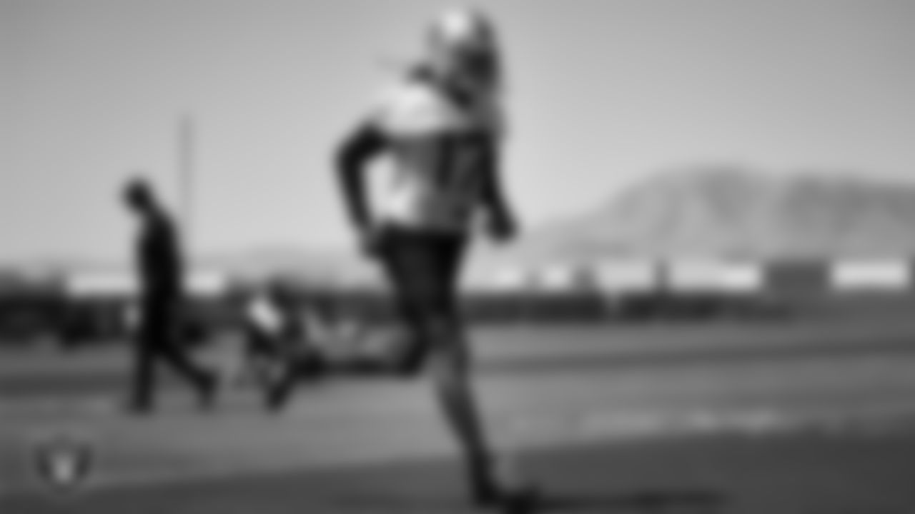 Las Vegas Raiders wide receiver Davante Adams (17) at an Organized Team Activity (OTA).