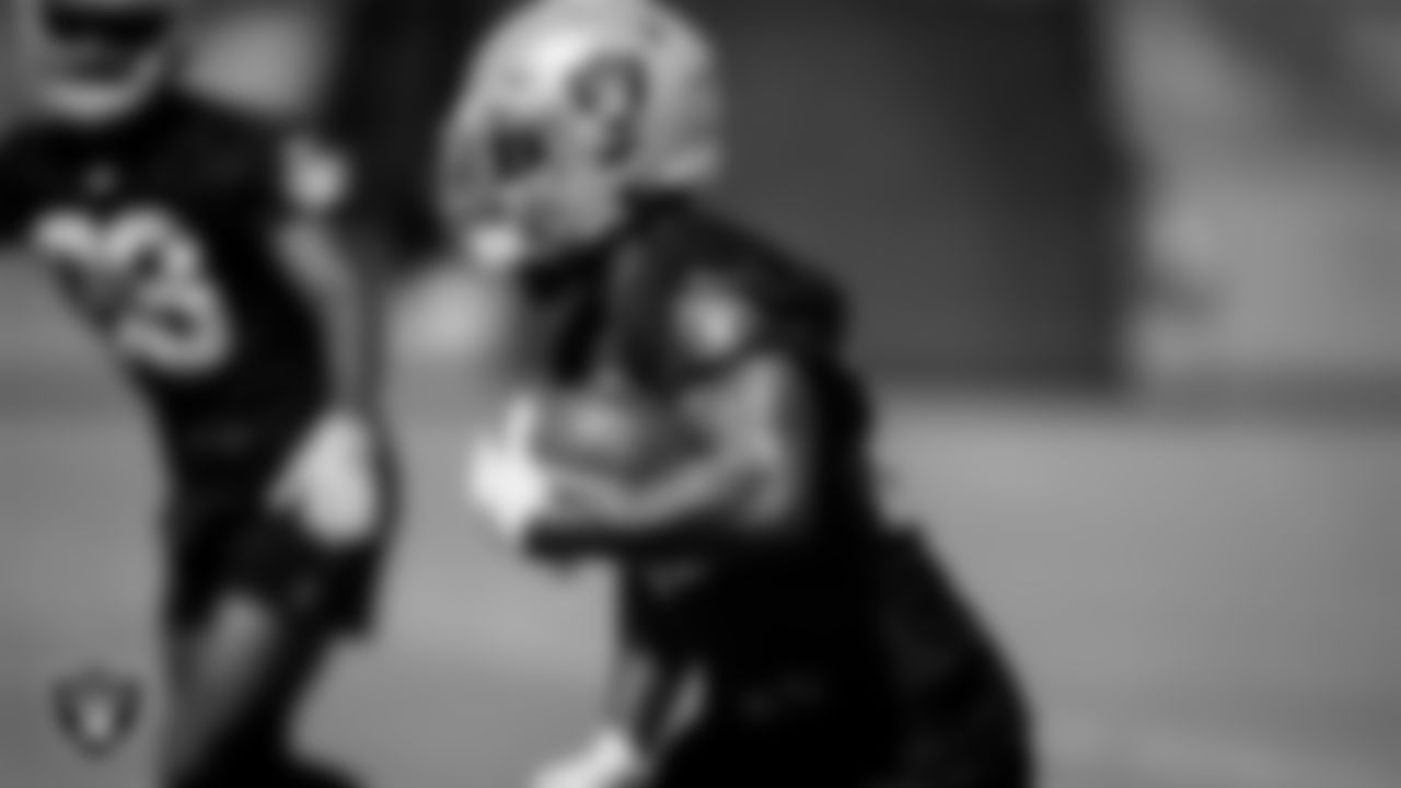Las Vegas Raiders running back Josh Jacobs (28) during practice.