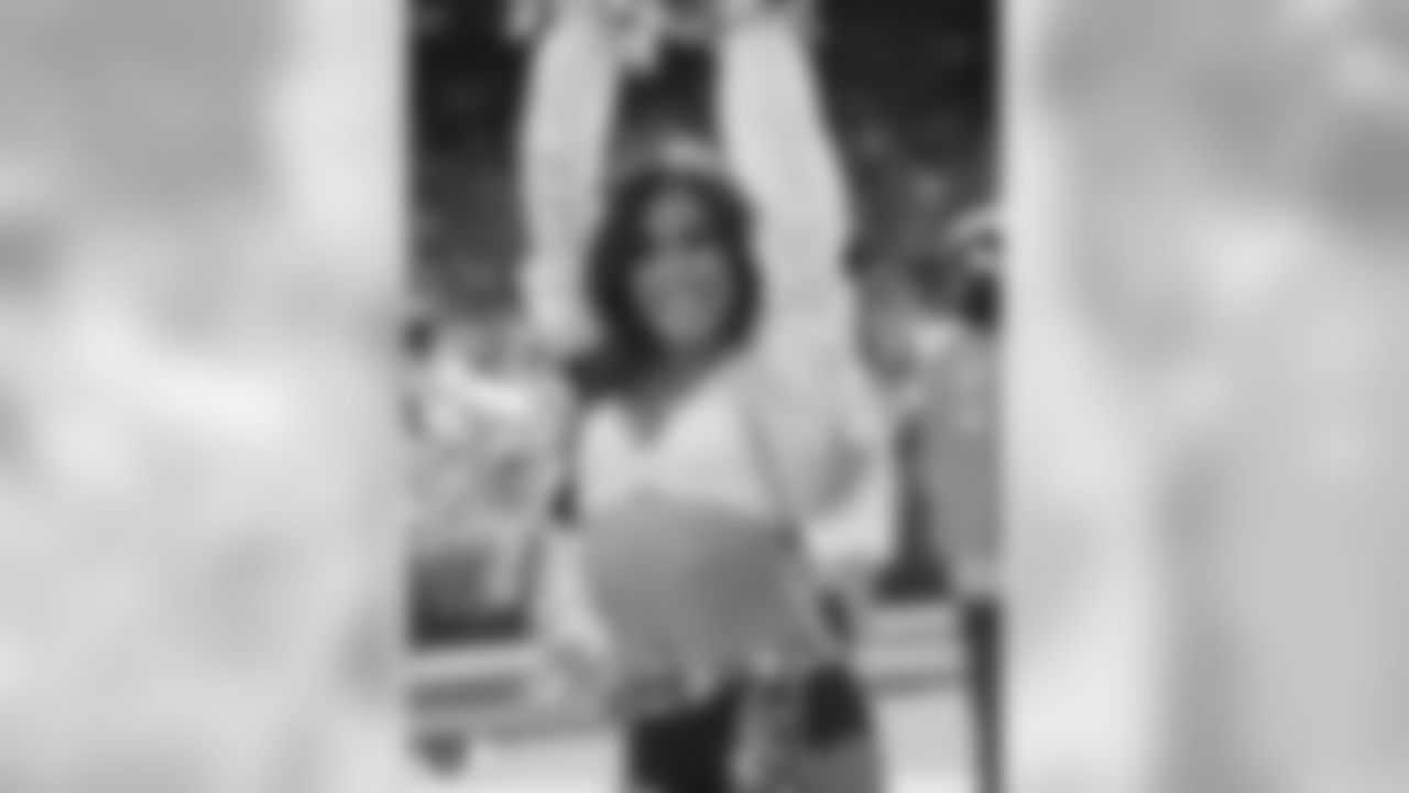 Raiderette Sheila on the sidelines at the Raiders game against the Cincinnati Bengals.