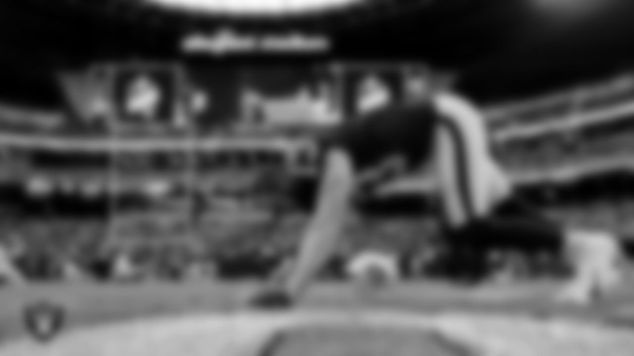 Las Vegas Raiders wide receiver Hunter Renfrow (13) warming up before the regular season home game against the Denver Broncos.