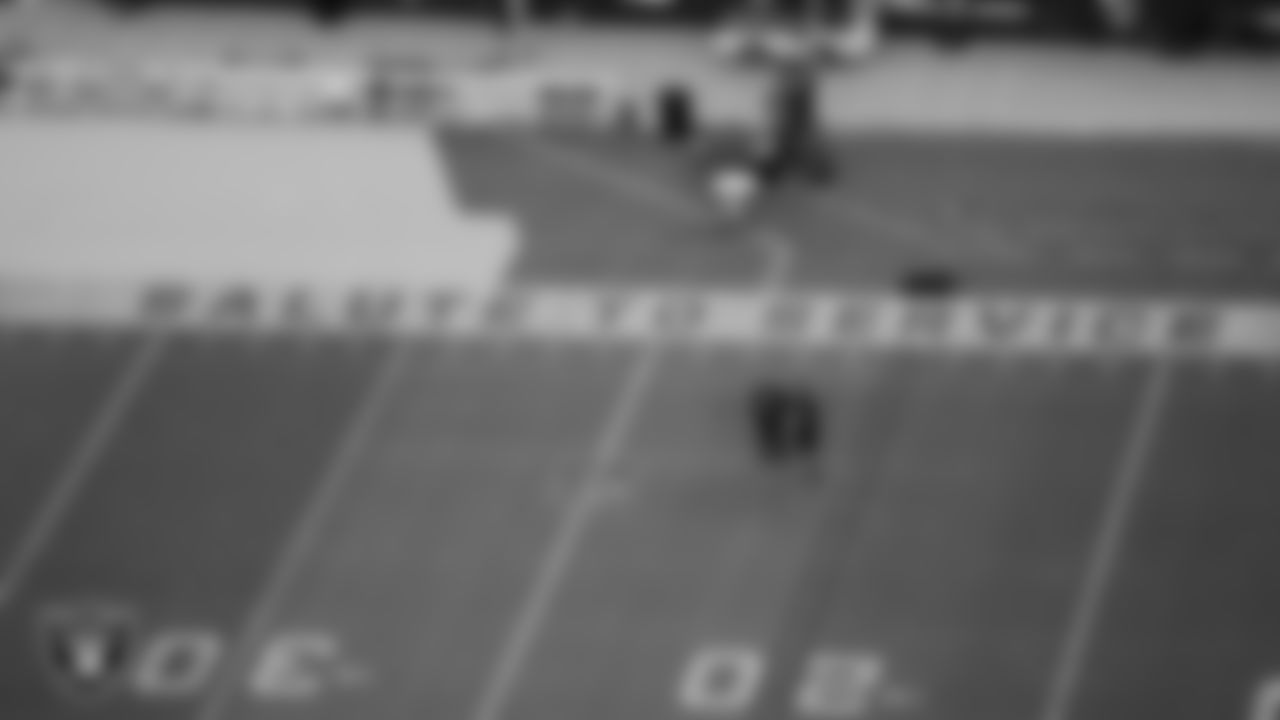 Salute to Service signage around Allegiant Stadium before the Raiders regular season game against the Denver Broncos.