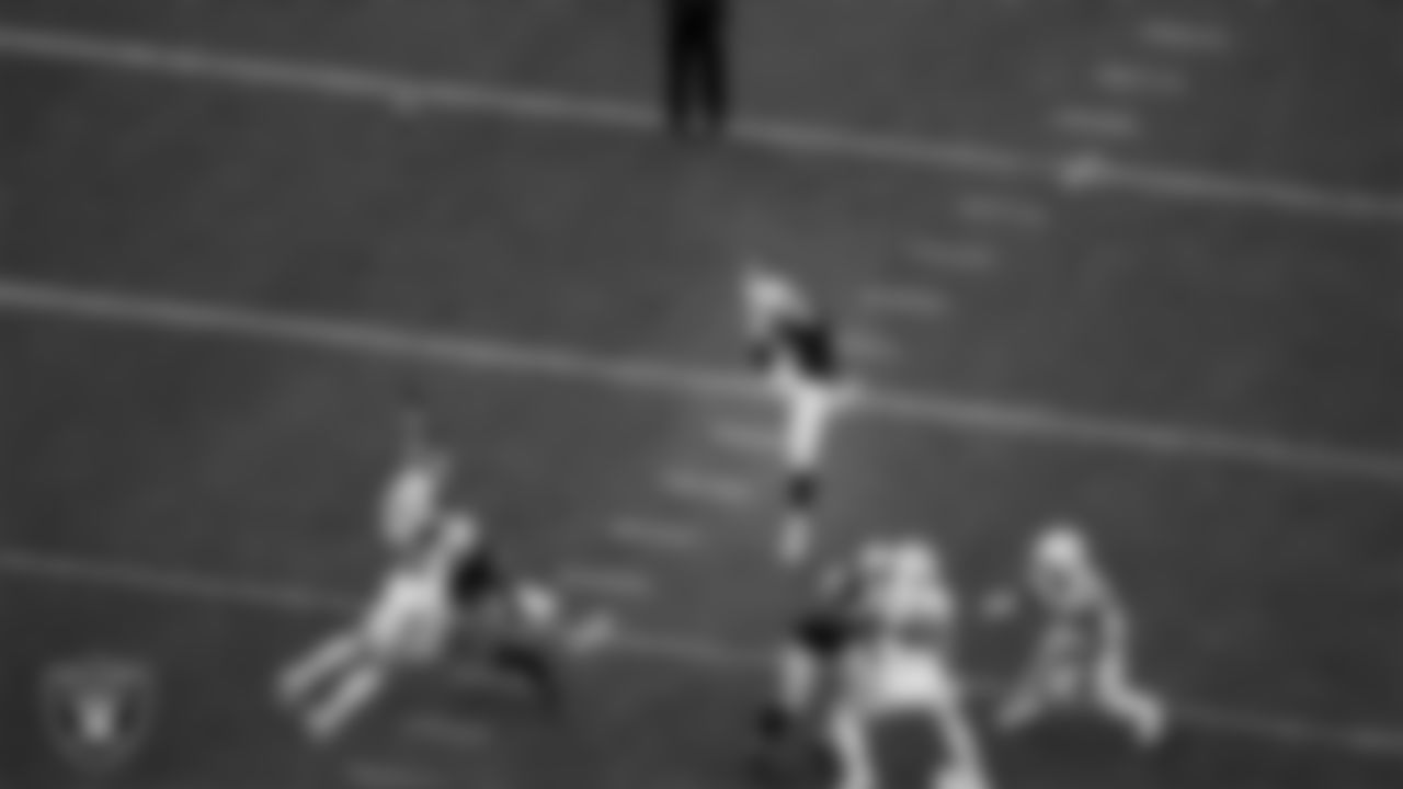 Las Vegas Raiders punter AJ Cole (6) punts during the regular season home game against the Indianapolis Colts at Allegiant Stadium.