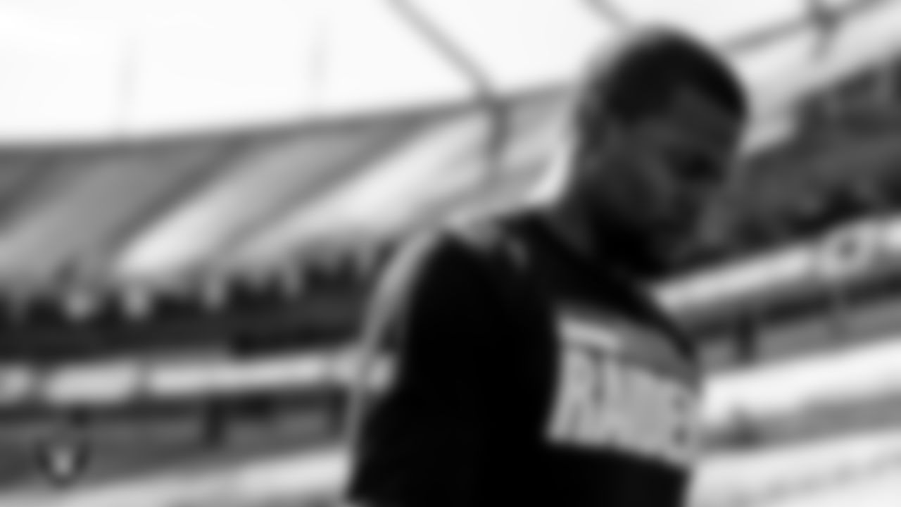 Las Vegas Raiders safety Lamarcus Joyner (29) warming up before the regular season away game against the Carolina Panthers.