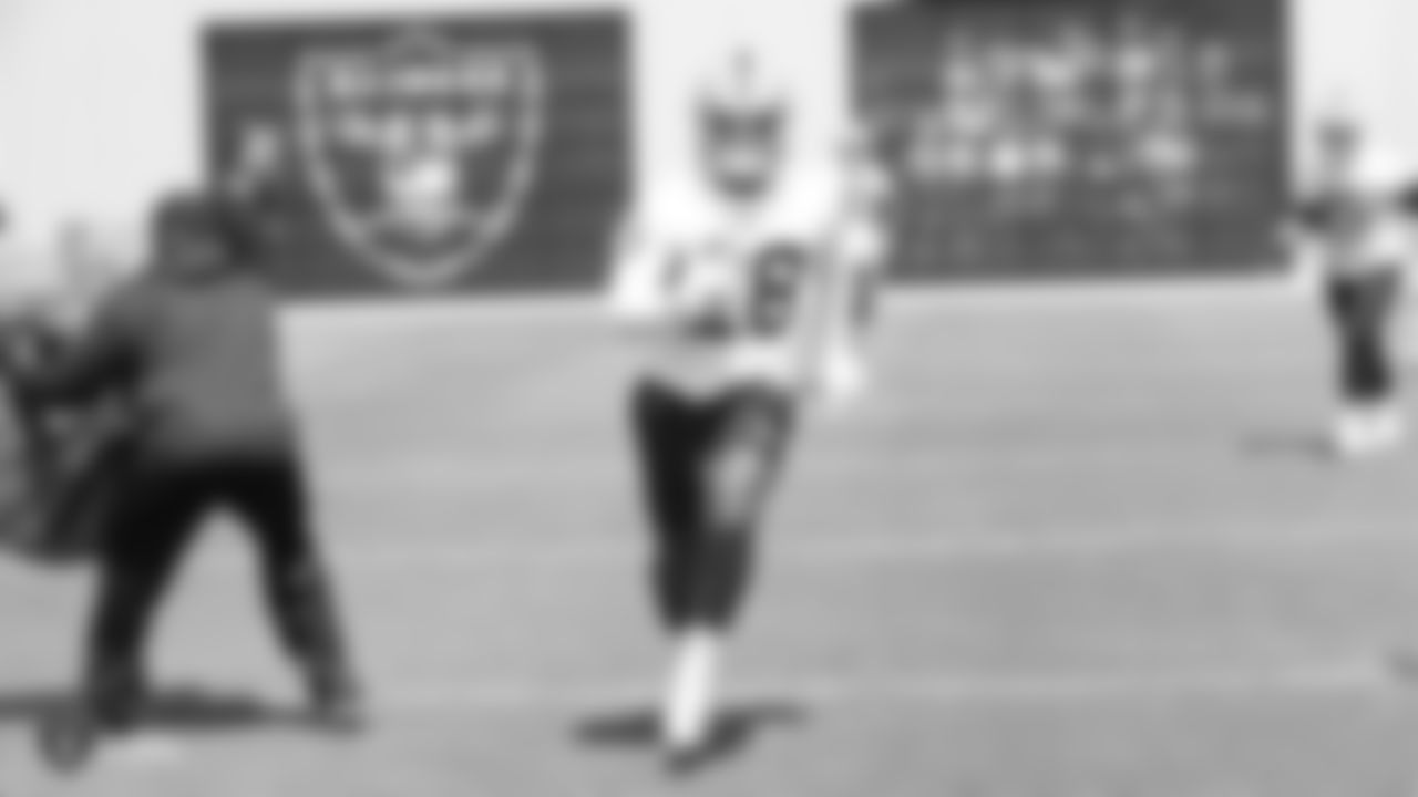 Raiders running back Josh Jacobs (28) at an Organized Team Activity (OTA) at the Raiders Practice Facility in Alameda, Calif.