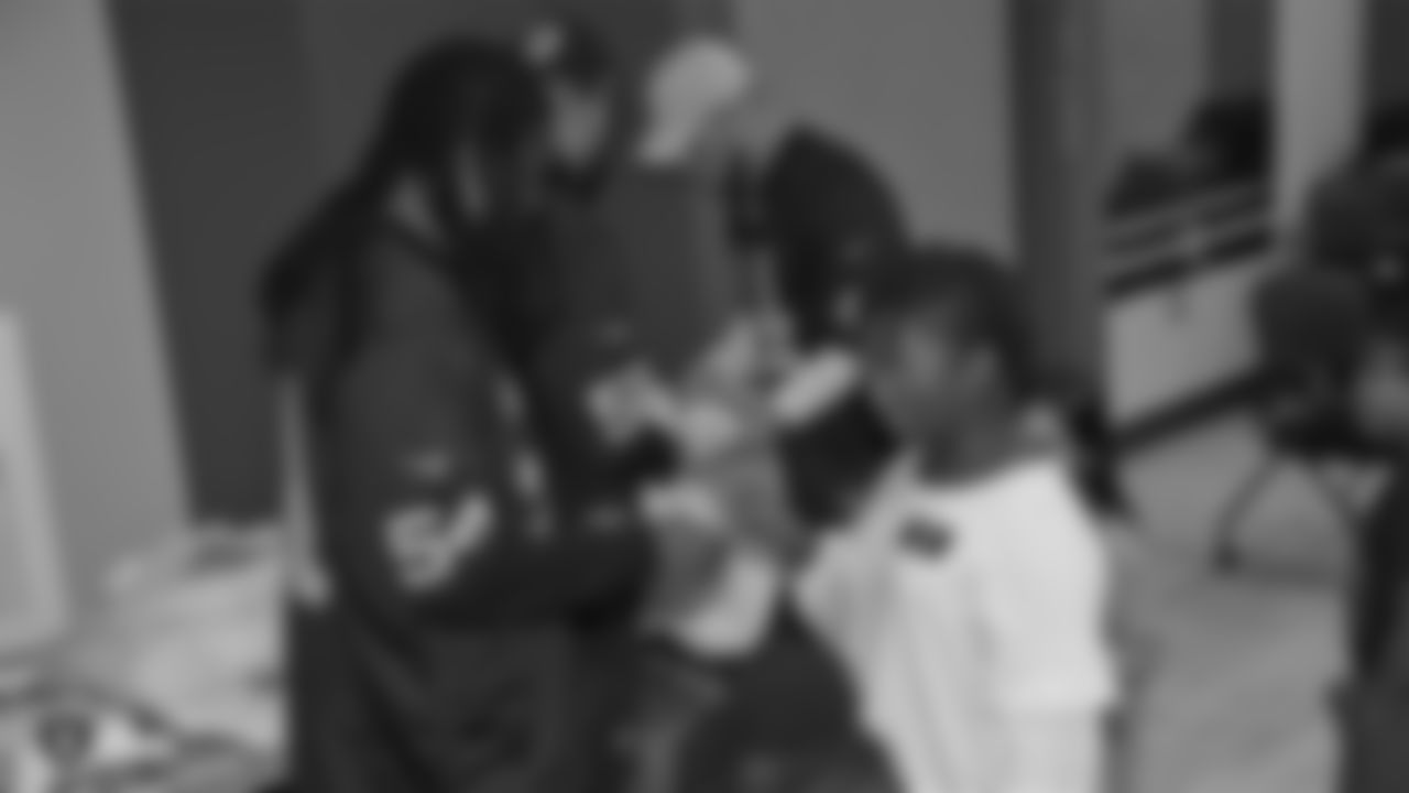 Oakland Raiders defensive tackle Clinton McDonald and his Light Into Darkness Foundation, along with linebacker Emmanuel Lamur, linebacker Kyle Wilber, punter Johnny Townsend, defensive tackle Frostee Rucker, and fullback Ryan Yurachek, partner with the nonprofit First Book by hosting a reading party to promote literacy at the West Oakland Youth Center, Tuesday, December 11, 2018, in Oakland, California.