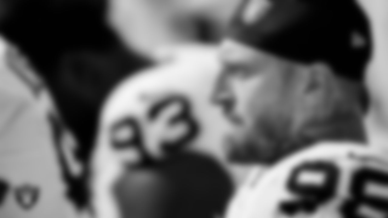 Las Vegas Raiders defensive end Maxx Crosby (98) on the bench during the regular season away game against the Buffalo Bills at Highmark Stadium.