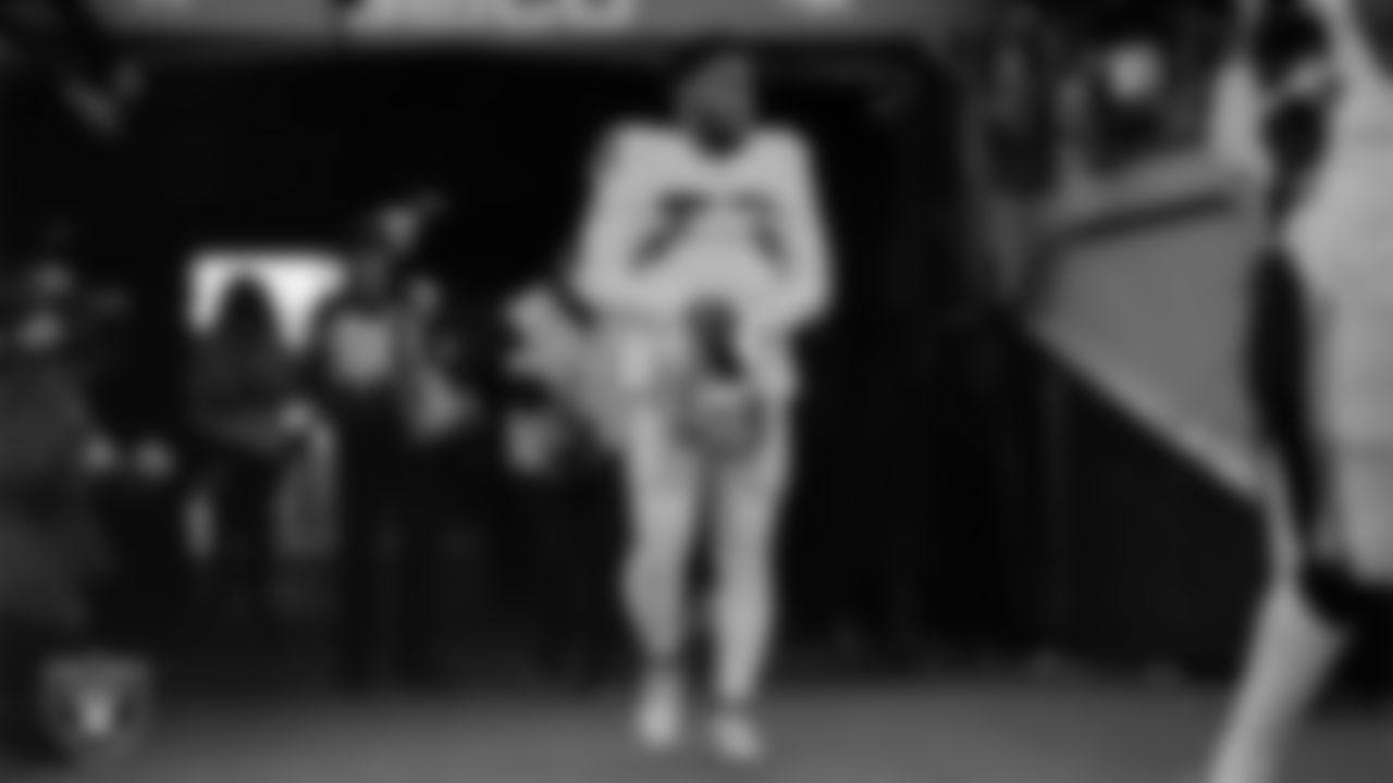 Las Vegas Raiders running back Josh Jacobs (28) walks down the tunnel before the regular season away game against the Denver Broncos at Empower Field at Mile High.