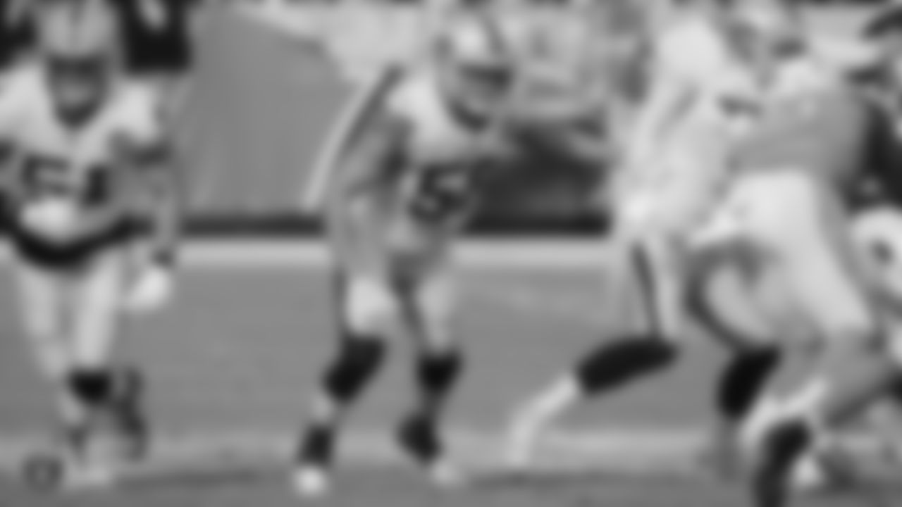 Raiders linebacker Kyle Wilber (58) during the regular season game against the Los Angeles Chargers at ROKiT Field at Dignity Health Sports Park.