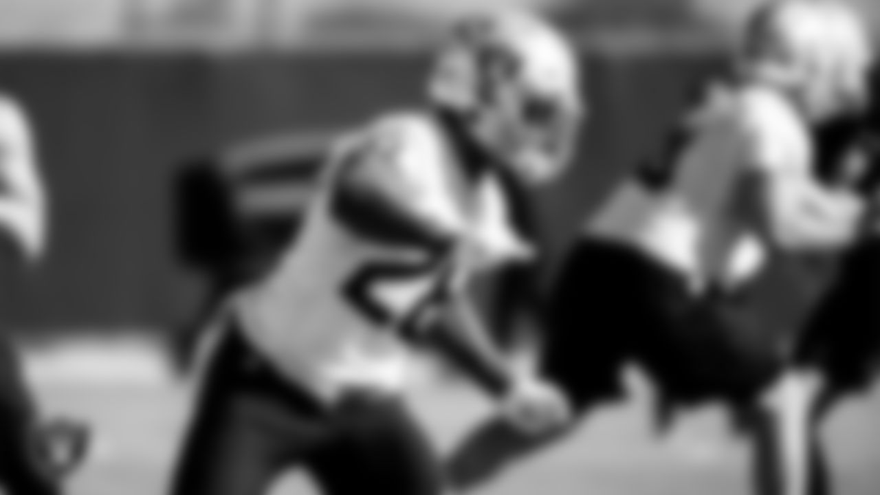Las Vegas Raiders running back Josh Jacobs (28) during practice.