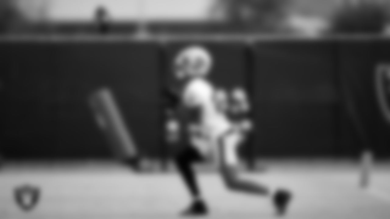 Las Vegas Raiders wide receiver Tyron Johnson (17) during practice at Intermountain Healthcare Performance Center.