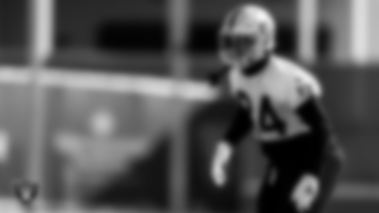 Las Vegas Raiders safety Johnathan Abram (24) during practice at Intermountain Healthcare Performance Center.