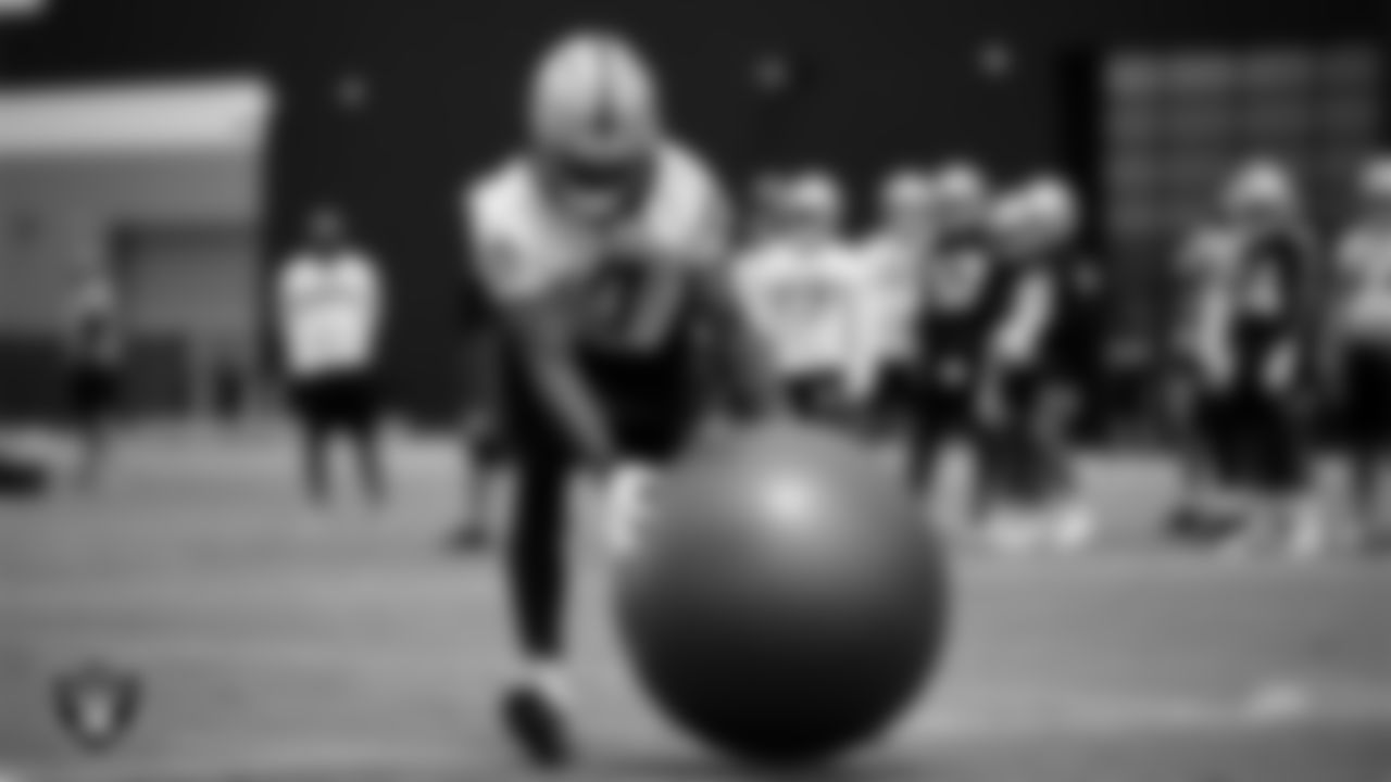 Las Vegas Raiders wide receiver Zay Jones (7) at an Organized Team Activity (OTA).