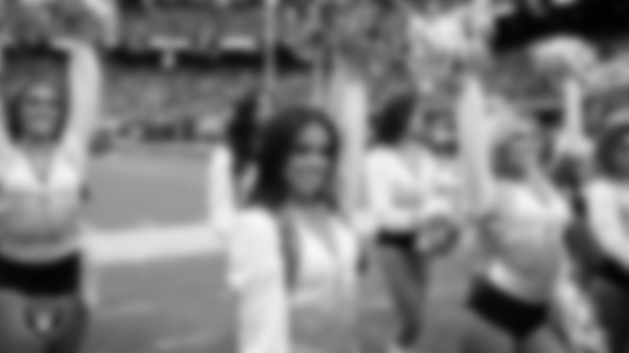 Raiderette Audrey on the sidelines during the regular season home game against the Chicago Bears.