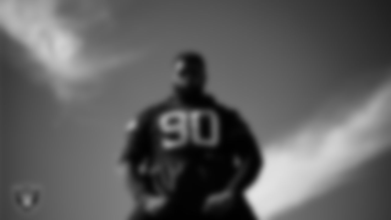 Las Vegas Raiders defensive tackle Johnathan Hankins (90) during practice at Intermountain Healthcare Performance Center.