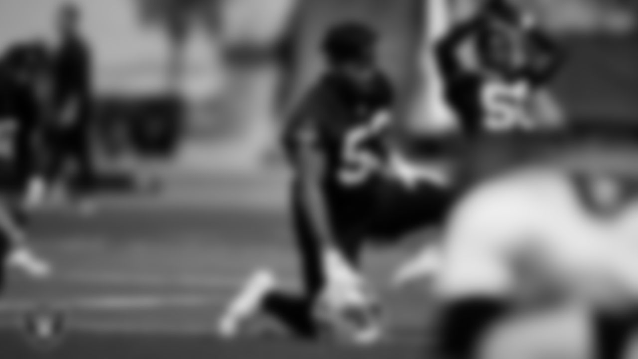 Las Vegas Raiders linebacker Justin March-Lillard (53) during Day Two of 2022 Veteran Minicamp.