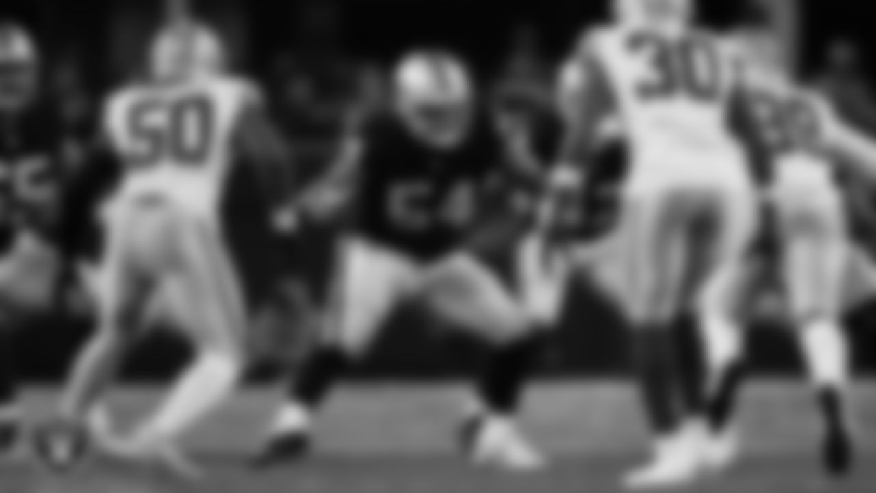 Las Vegas Raiders guard Netane Muti (54) blocks during the preseason away game against the Dallas Cowboys at AT&T Stadium.