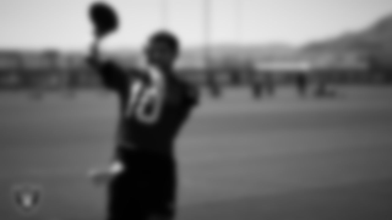 Las Vegas Raiders quarterback Jimmy Garoppolo (10) during practice at Intermountain Health Performance Center.