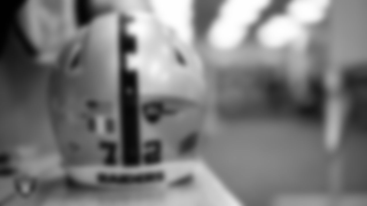 The locker room prior to the Las Vegas Raiders' arrival for their regular season away game against the Chicago Bears at Soldier Field.