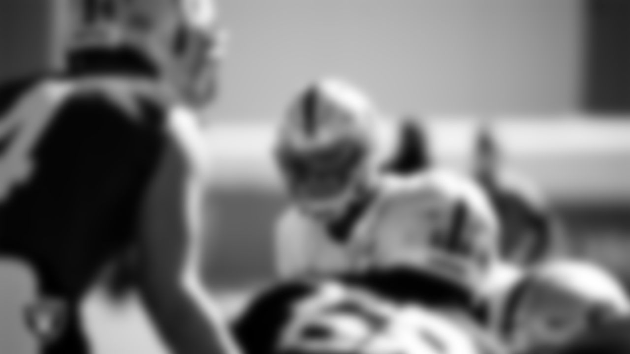 Las Vegas Raiders linebacker Nicholas Morrow (50) during practice.