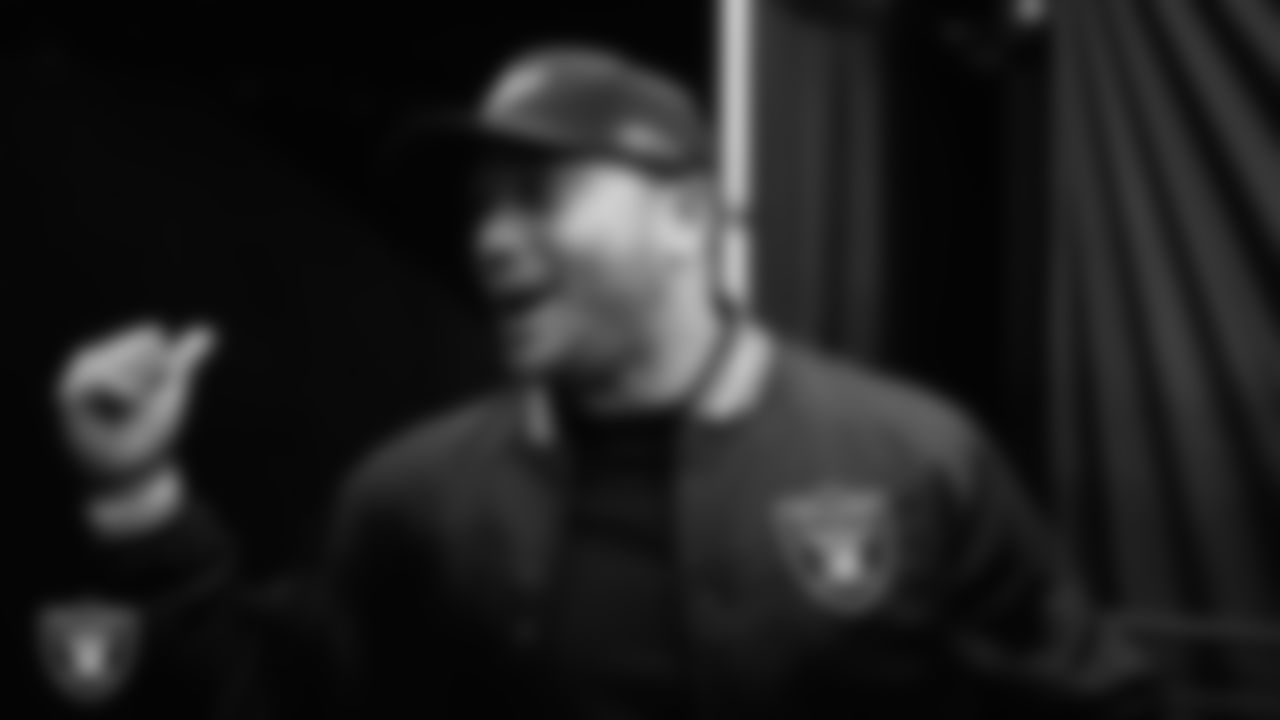 Las Vegas Raiders fullback Alec Ingold (45) walks down the tunnel before the regular season home game against the Denver Broncos.