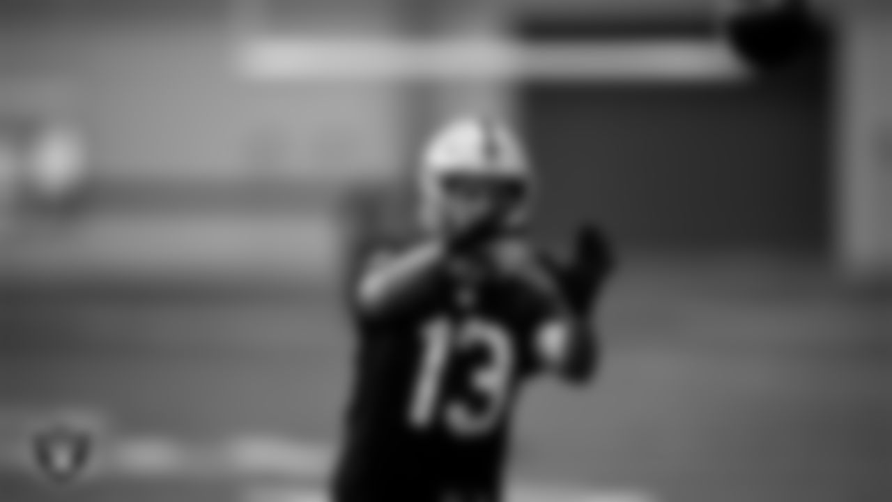 Las Vegas Raiders wide receiver Hunter Renfrow (13) on the field for a walkthrough.