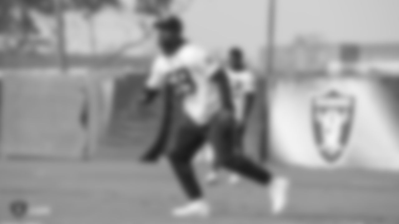 Oakland Raiders linebacker Tahir Whitehead (59) on the field for practice at the Oakland Raiders Practice Facility, Friday, November 9, 2018, in Alameda, California.