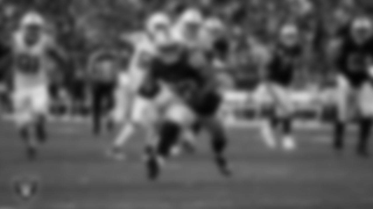 Las Vegas Raiders running back Ameer Abdullah (22) rushes during the regular season home game against the Indianapolis Colts at Allegiant Stadium.