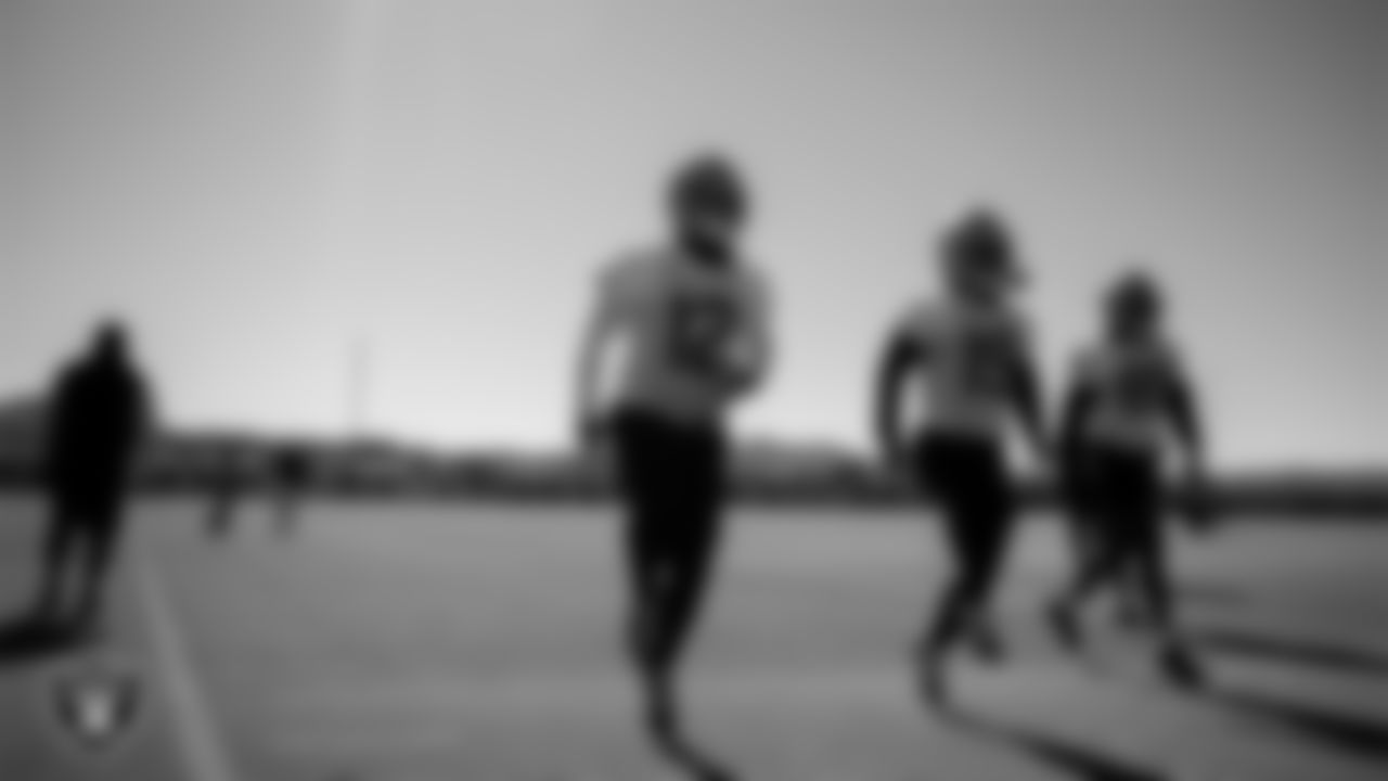 Las Vegas Raiders wide receiver Albert Wilson (12), wide receiver DJ Turner (19) and wide receiver Isaiah Zuber (89) during practice at Intermountain Healthcare Performance Center.